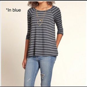 Hollister Blue Striped Long Sleeve Easy Shirt